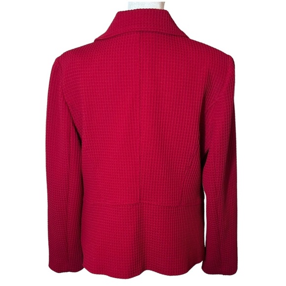 Chico’s Red Moto Waffle-Knit Jacket • Chico's Size 1• Full Zip - Picture 2 of 6